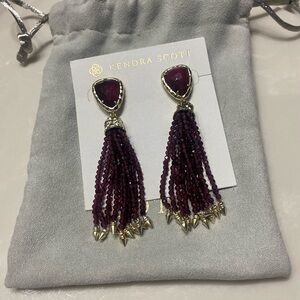 Kendra Scott Gold and Maroon Beaded Earrings